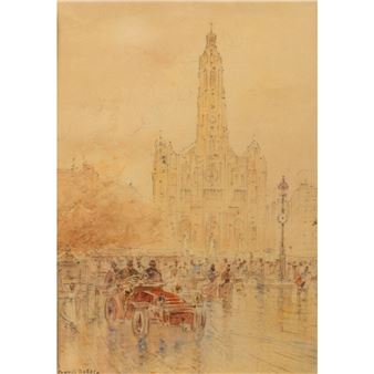 Lebhafter Straßenverkehr vor der Pfarrkirche Sainte-Trinité in Paris - Francis Garat