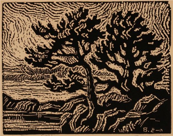 BIRGER SANDZEN SIGNED NAIL CUT PRINT AND PHOTOGRAPH by Birger Sandzén, circa 1930