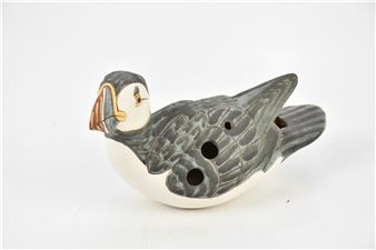 NEIL IONS (born 1949); a ceramic ocarina modelled as a puffin - Neil Ions