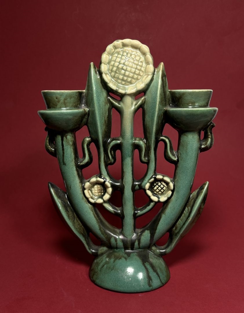 Artwork by Lajos Szadai, Gyertyatartó, Made of glazed ceramic