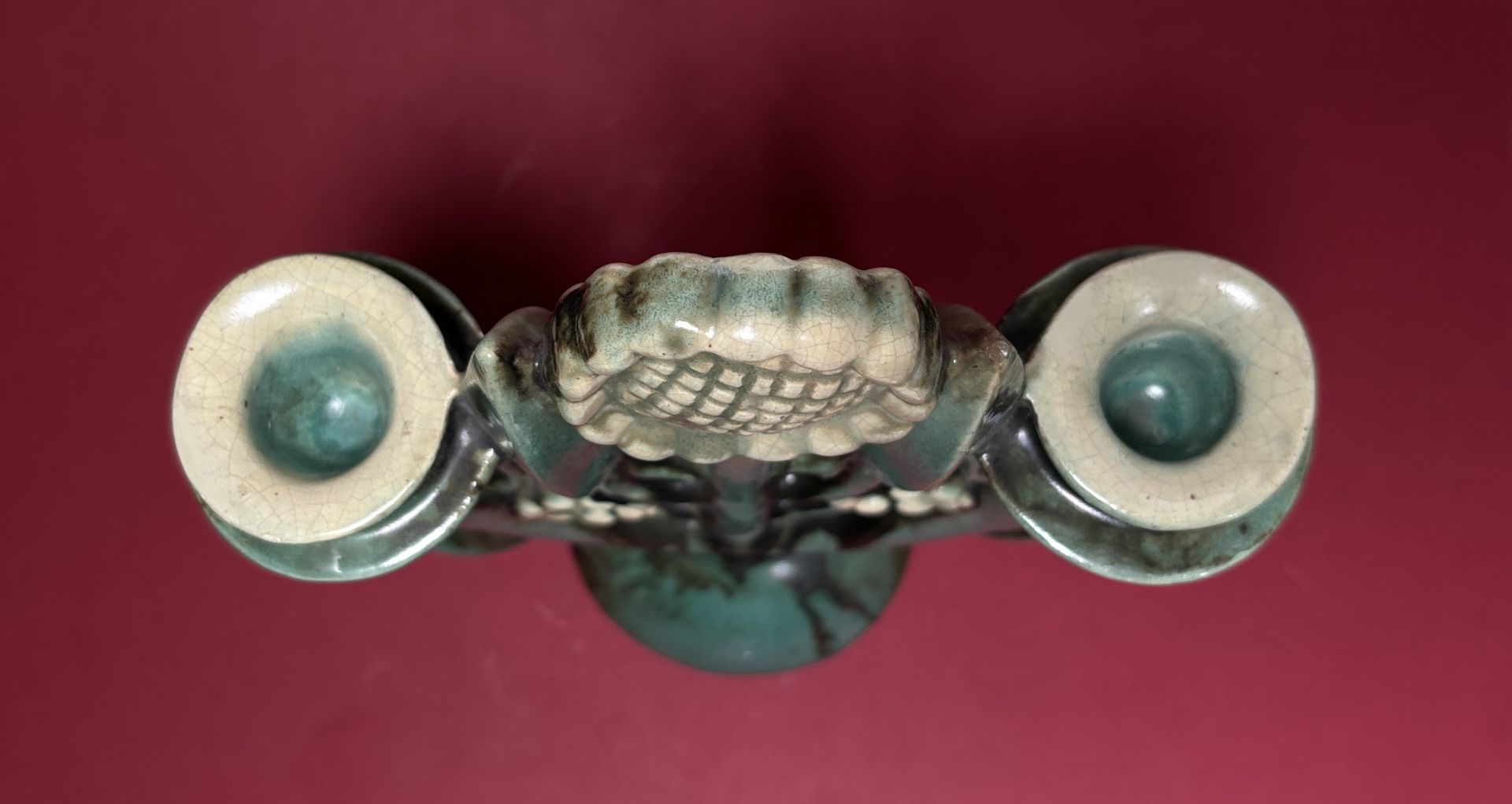 Artwork by Lajos Szadai, Gyertyatartó, Made of glazed ceramic