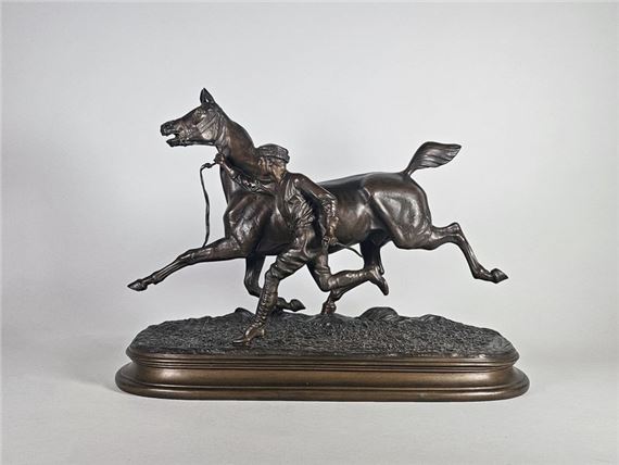 Horse training with its lad - Arthur Marie Gabriel Comte du Passage