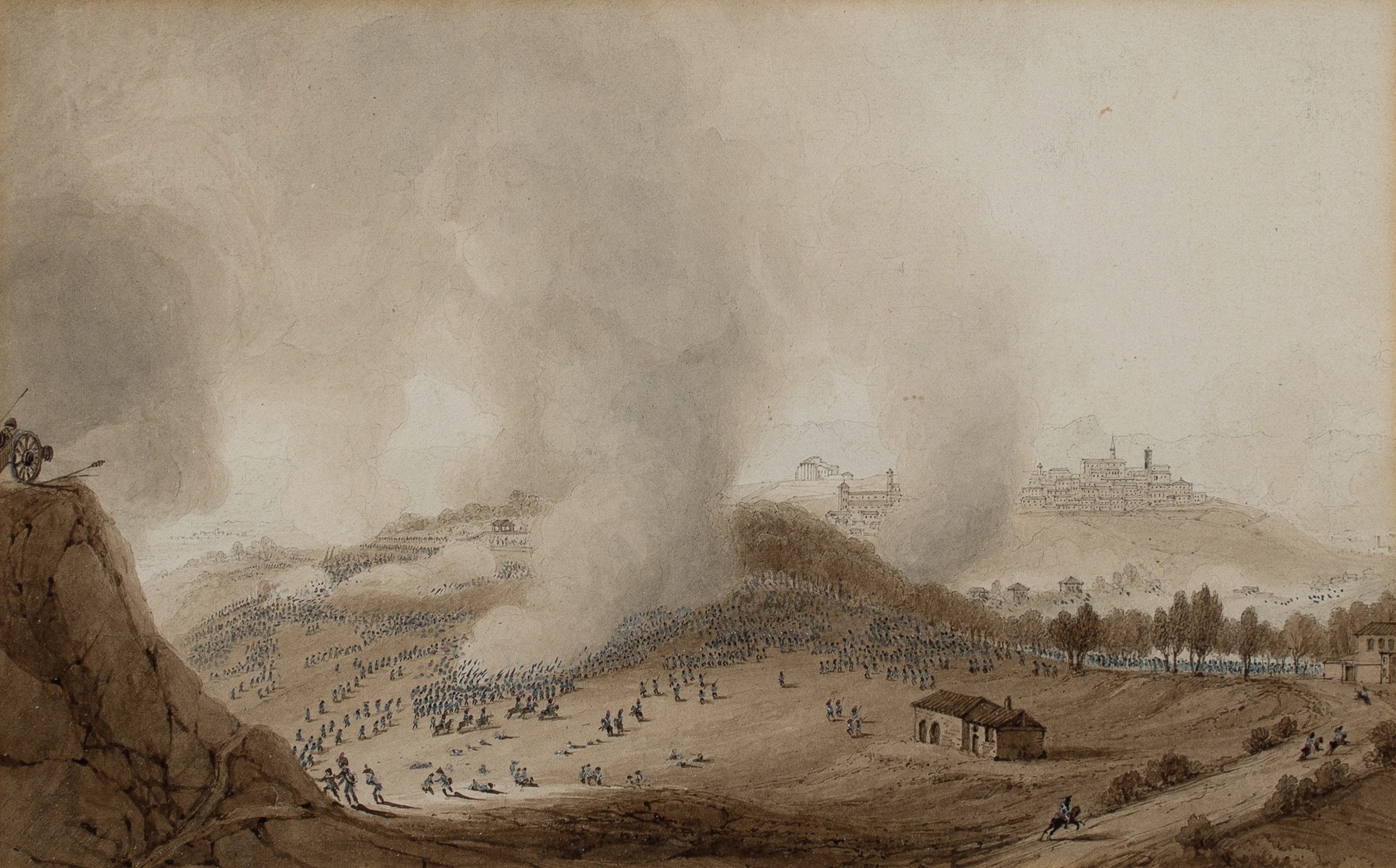 Artwork by Giuseppe Pietro Bagetti, The French army scales the city and citadel of Ivrea; The Battle of Dego; The Battle of Mondovi; The Battle of Cuneo, Made of Pencil and watercolour