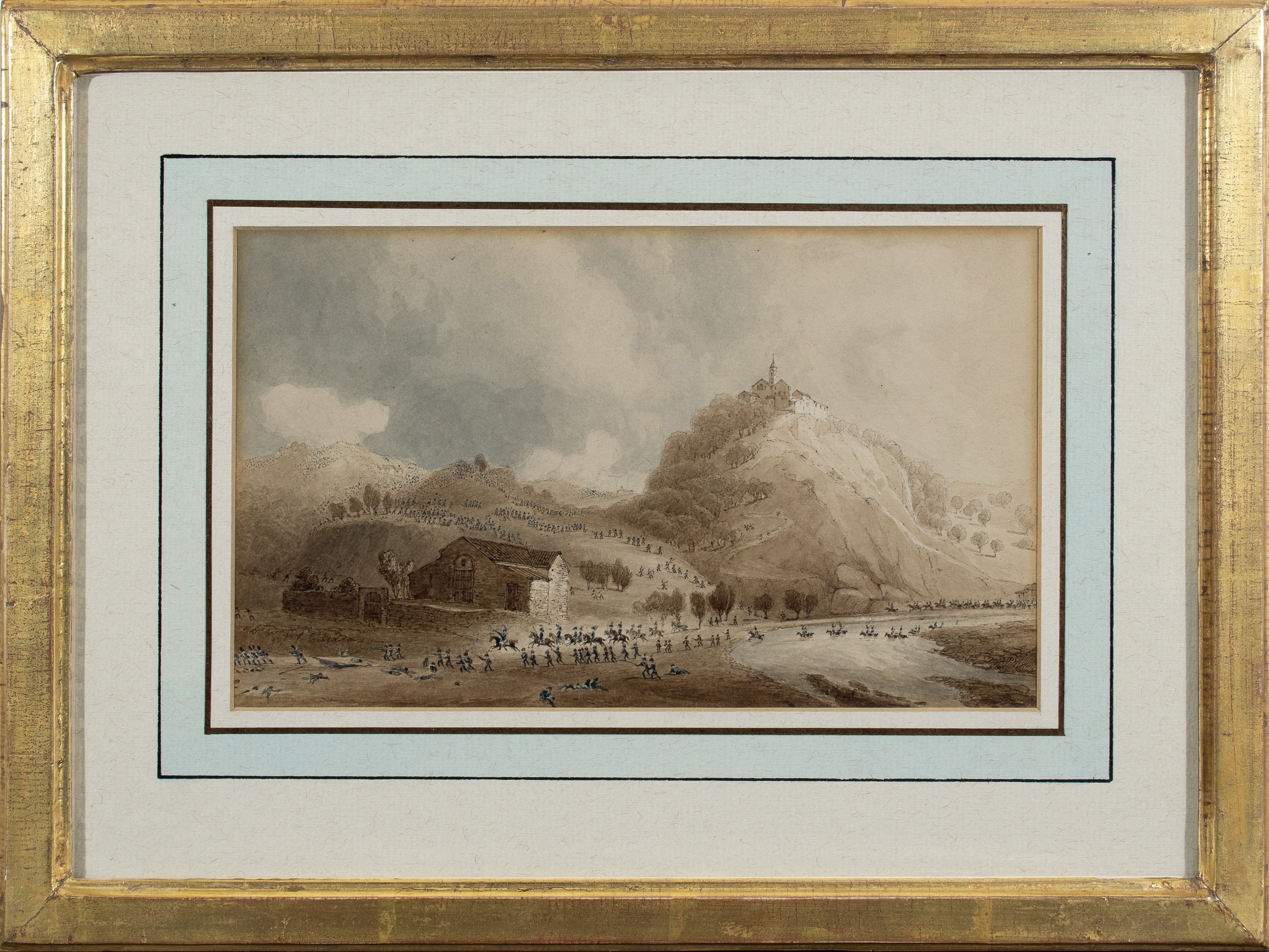 Artwork by Giuseppe Pietro Bagetti, The French army scales the city and citadel of Ivrea; The Battle of Dego; The Battle of Mondovi; The Battle of Cuneo, Made of Pencil and watercolour