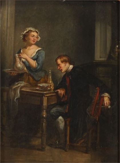 Genre scene inside an inn by Jean Baptiste Madou