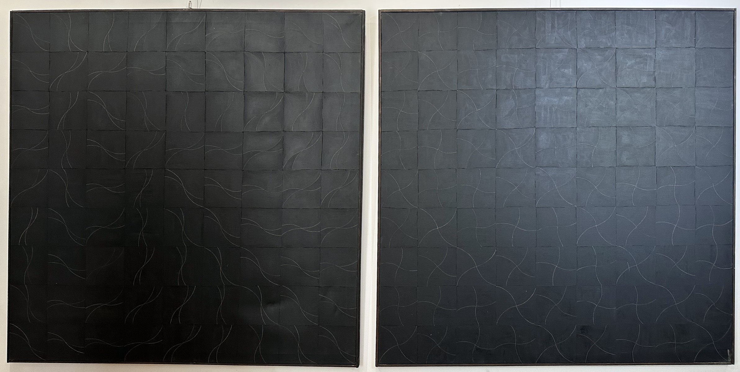 Artwork by Susan Derges, Untitled Diptychon  (Drehende Strukturen), Made of acrylic on canvas