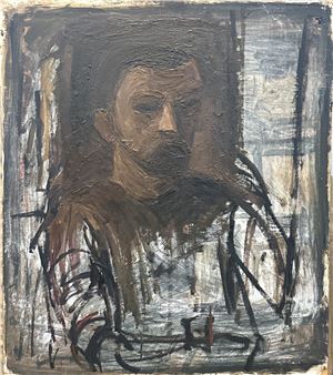 Selbstbildniss vor dunklem Hintergrund - Lothar Böhme