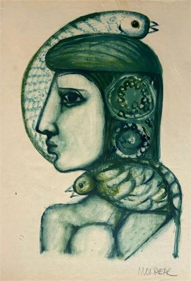 Andrès Monreal Ink and gouache on paper signed lower right