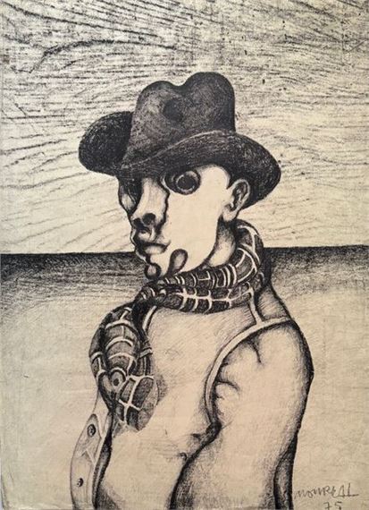 Andrès Monreal Pastel on paper signed lower right by Andrés Monreal, 1975