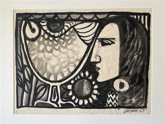 Andrès Monreal Gouache on paper signed lower right by Andrés Monreal