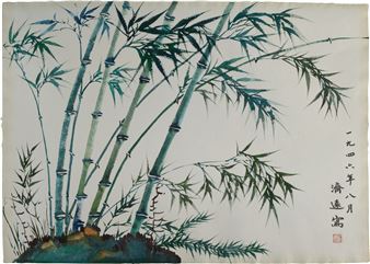 Wang Jiyuan, Green Bamboo, 1946, ink and colors on paper - Wang Jiyuan