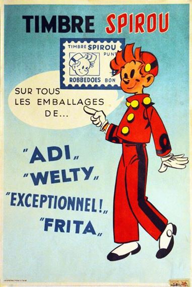 Spirou stamp on all Adi Welty packaging Exceptional! Frita* - Lot 782 - André Franquin
