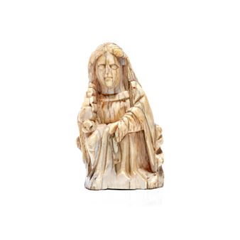 A carved walrus ivory figural chess piece - Scandinavian School, 13th Century