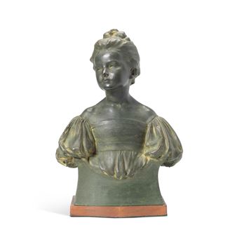 Edward Alfred Briscoe Drury RA (British, 1856-1944): A bronzed patinated plaster bust of 'The Age of Innocence' - Alfred Drury