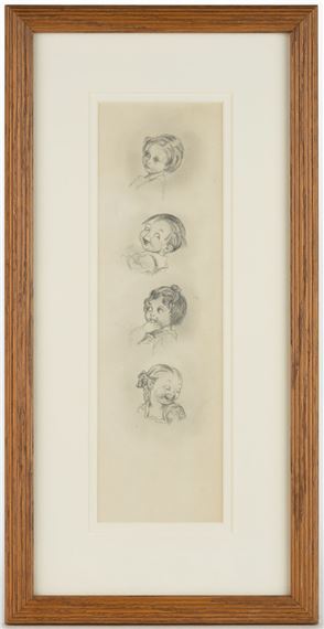 Bust-length depictions of four very expressive children - Rose O'Neill