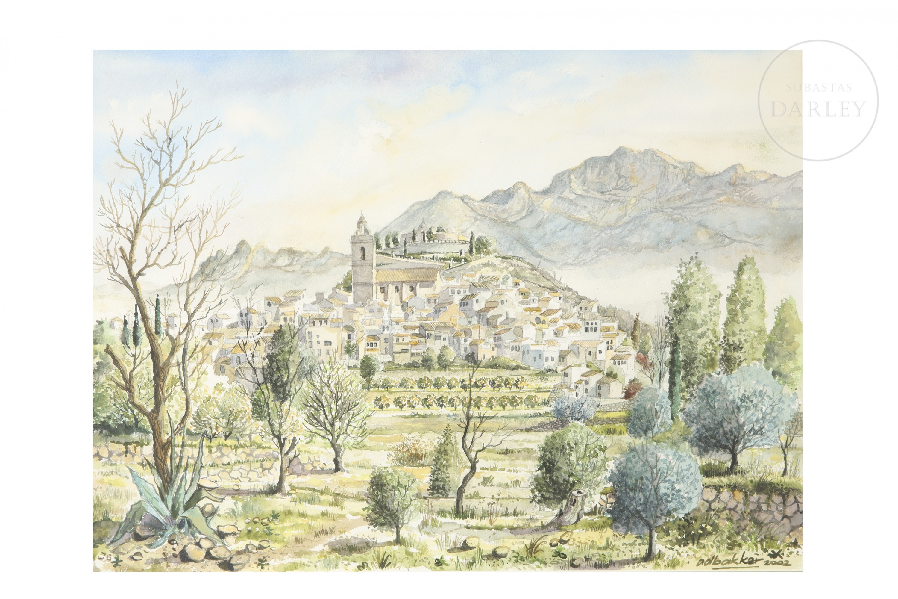 Artwork by Ad Bakker, Village View, Made of Watercolour on paper