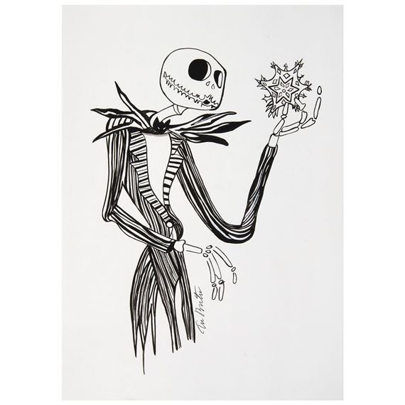 Tim Burton | Ink drawing, with a handwritten signature. (Circa
