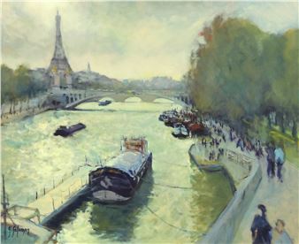 River Seine with View of the Eiffel Tower - Yves Salomon