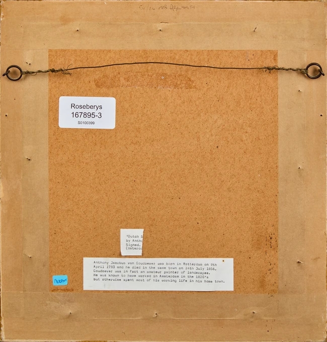 Artwork by Anthony Jacobus van Goudoever, A Dutch town with figures in a courtyard, Made of watercolour on paper