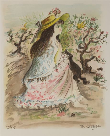 Raffy le Persan' (1920-2008), 'Fillette avec chat' / 'A girl with a cat - Jean Raffy le Persan