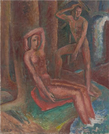 Paar am Wasserfall - Alfred Heinrich Pellegrini