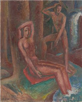 Paar am Wasserfall - Alfred Heinrich Pellegrini