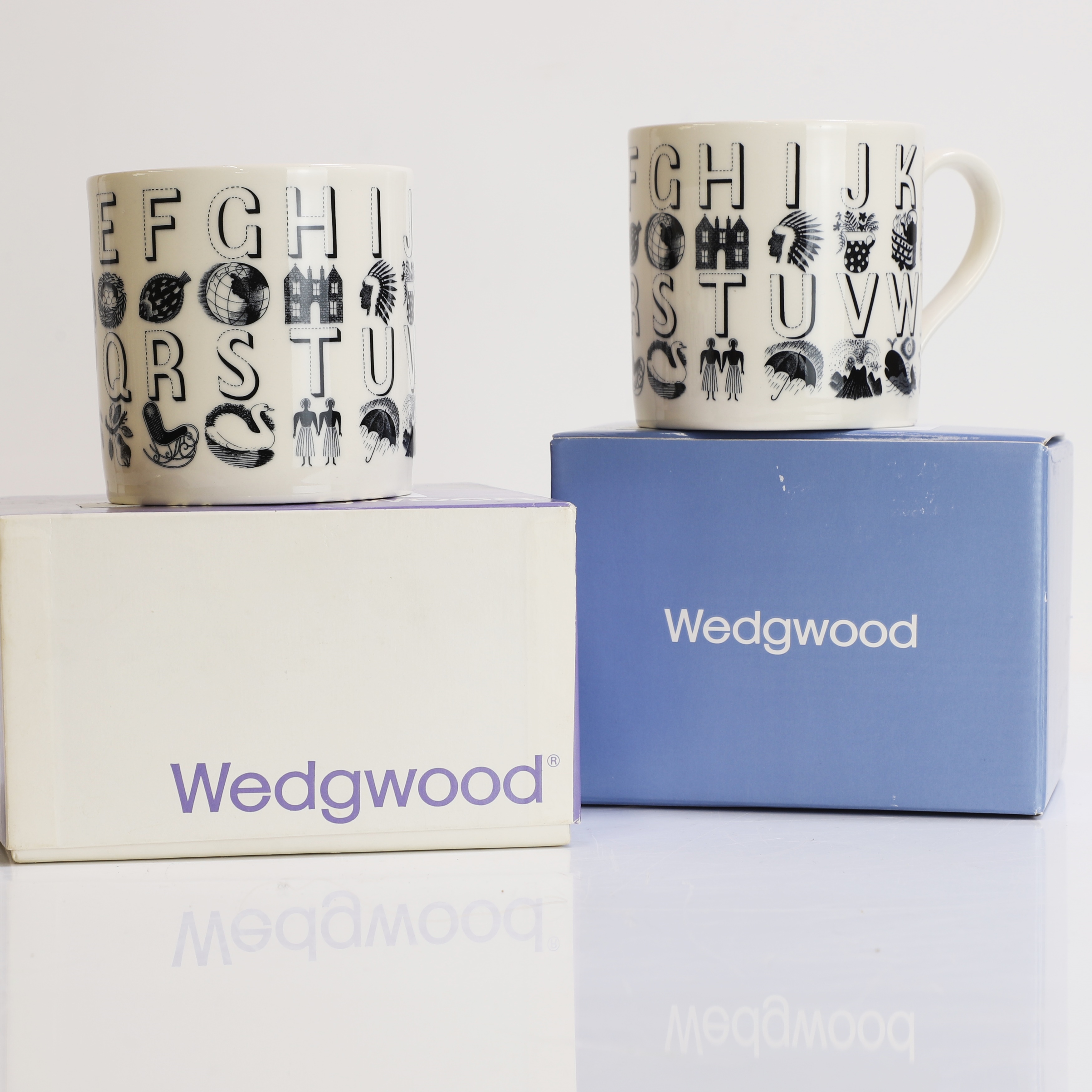 Eric Ravilious | a pair of black and white Alphabet cups | MutualArt