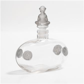 A Garden of Karma a glass scent bottle c.1916 with a figural moulded stopper - Julien Viard