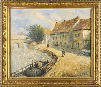 Les quais avec le vieux pont Vue de Normandie - Pierre Augier