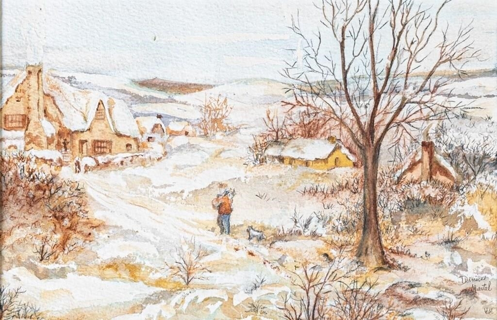 Artwork by Denise Martel, WINTER SCENE, Made of Watercolour and pencil on paper