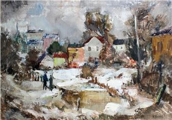 Winter city landscape, oil/canvas, 73x101 cm, 1930 - Arnolds Griķis
