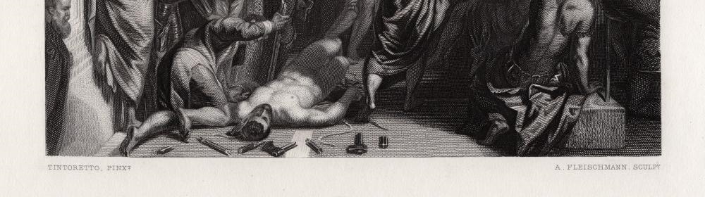 Artwork by Jacopo Tintoretto, Johann Andreas Fleischmann, Martyrdom of a Slave, Made of Antique engraving on wove paper