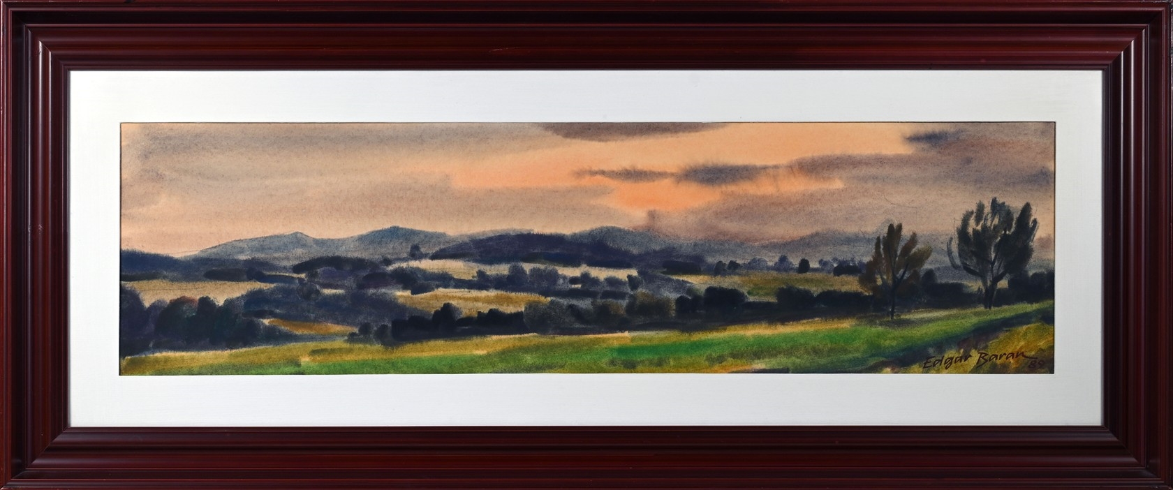 Artwork by Edgar Baran, Údolí k Stanislavicím, Made of Technika: Kvaš - akvarel