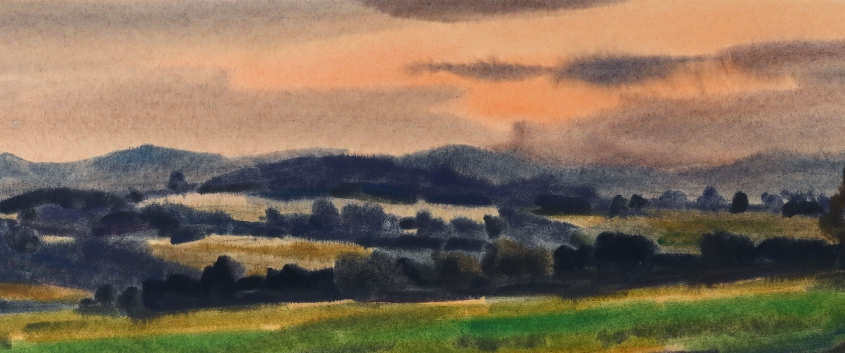 Artwork by Edgar Baran, Údolí k Stanislavicím, Made of Technika: Kvaš - akvarel