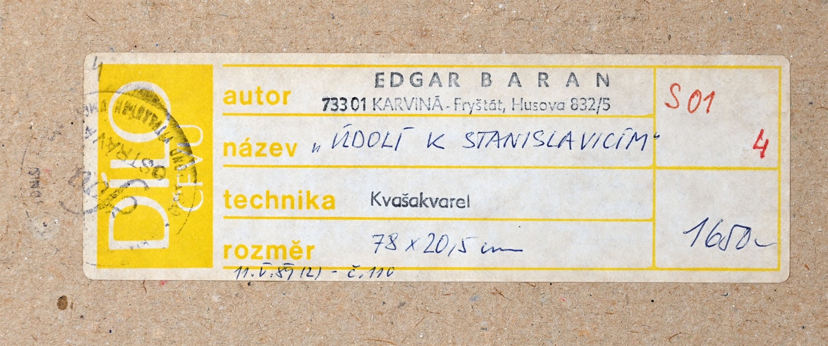 Artwork by Edgar Baran, Údolí k Stanislavicím, Made of Technika: Kvaš - akvarel