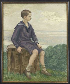 Bildnis eines Jungen vor Landschaftsausblick - Clementine Hahn