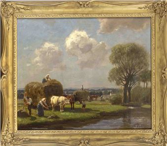 Heuernte am Flusslauf - Theodor Grätz