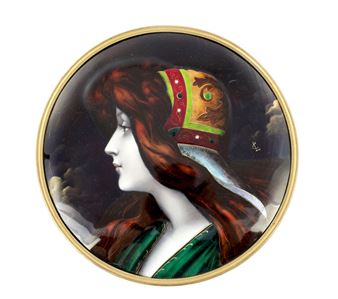 LOUIS CLEMENT. A FINE LATE 19TH CENTURY FRENCH LIMOGES ENAMEL ART NOUVEAU HANGING PLAQUE - Louis Clément