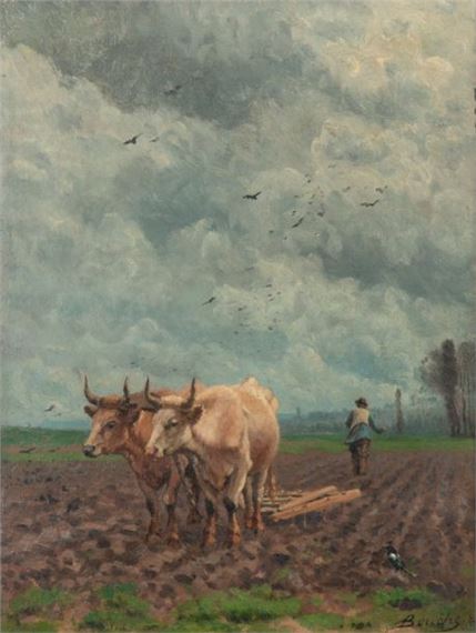 Vaches de traits by Louis Alexandre Bouché, dated 81