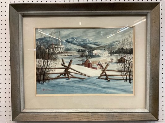 Artwork by Les Sheehan, Les Sheehan, Snowy Watercolor Landscape, Made of Watercolor on paper