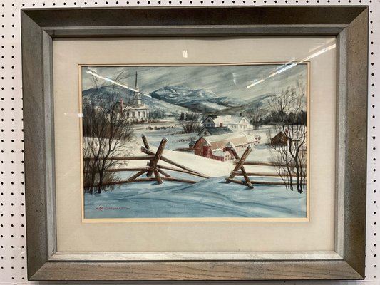 Les Sheehan, Snowy Watercolor Landscape - Les Sheehan