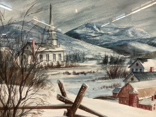 Artwork by Les Sheehan, Les Sheehan, Snowy Watercolor Landscape, Made of Watercolor on paper