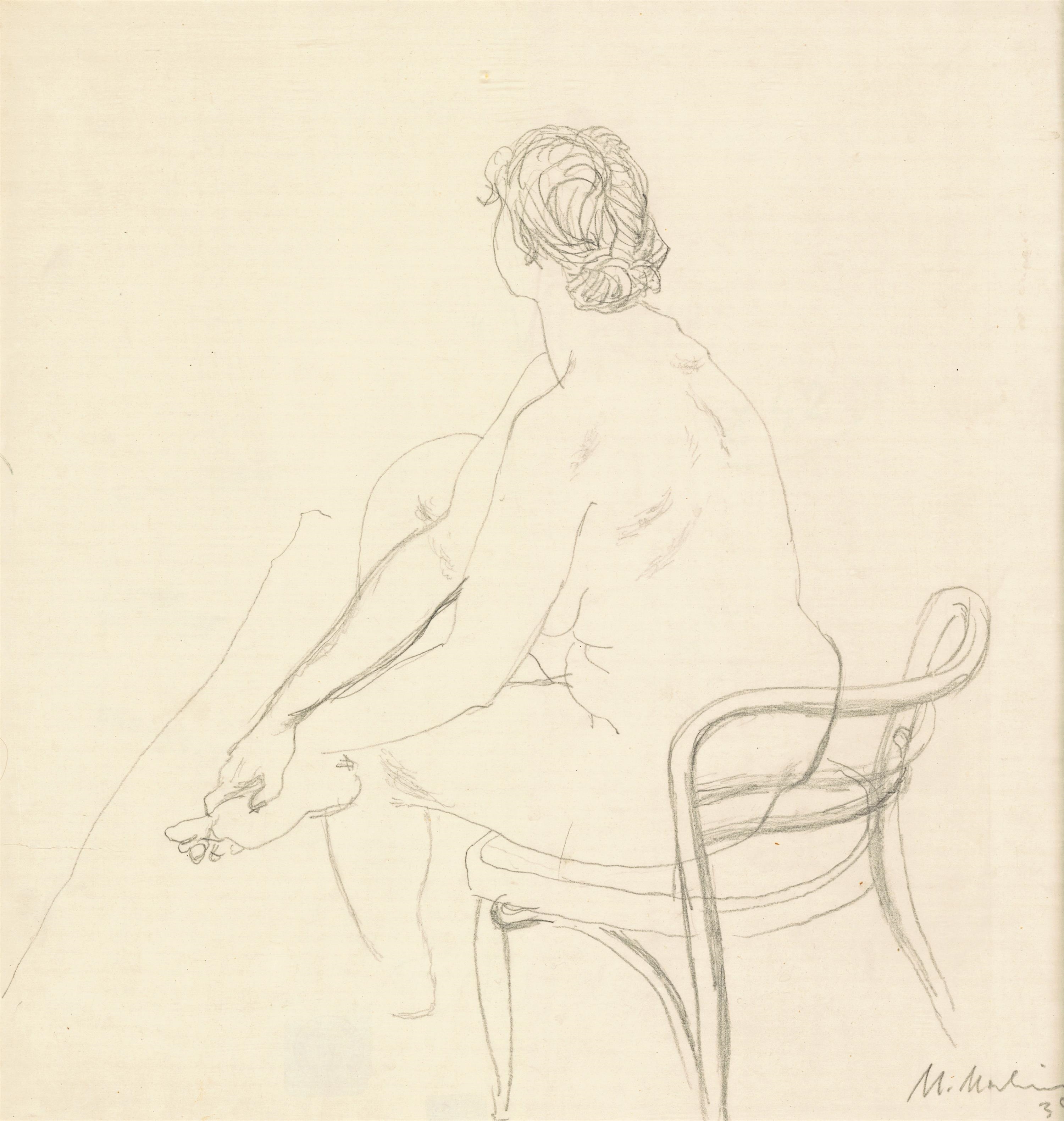 Artwork by Malina Miloš, 195. Sedící akt (vystaveno v Mánesu, Made of drawing