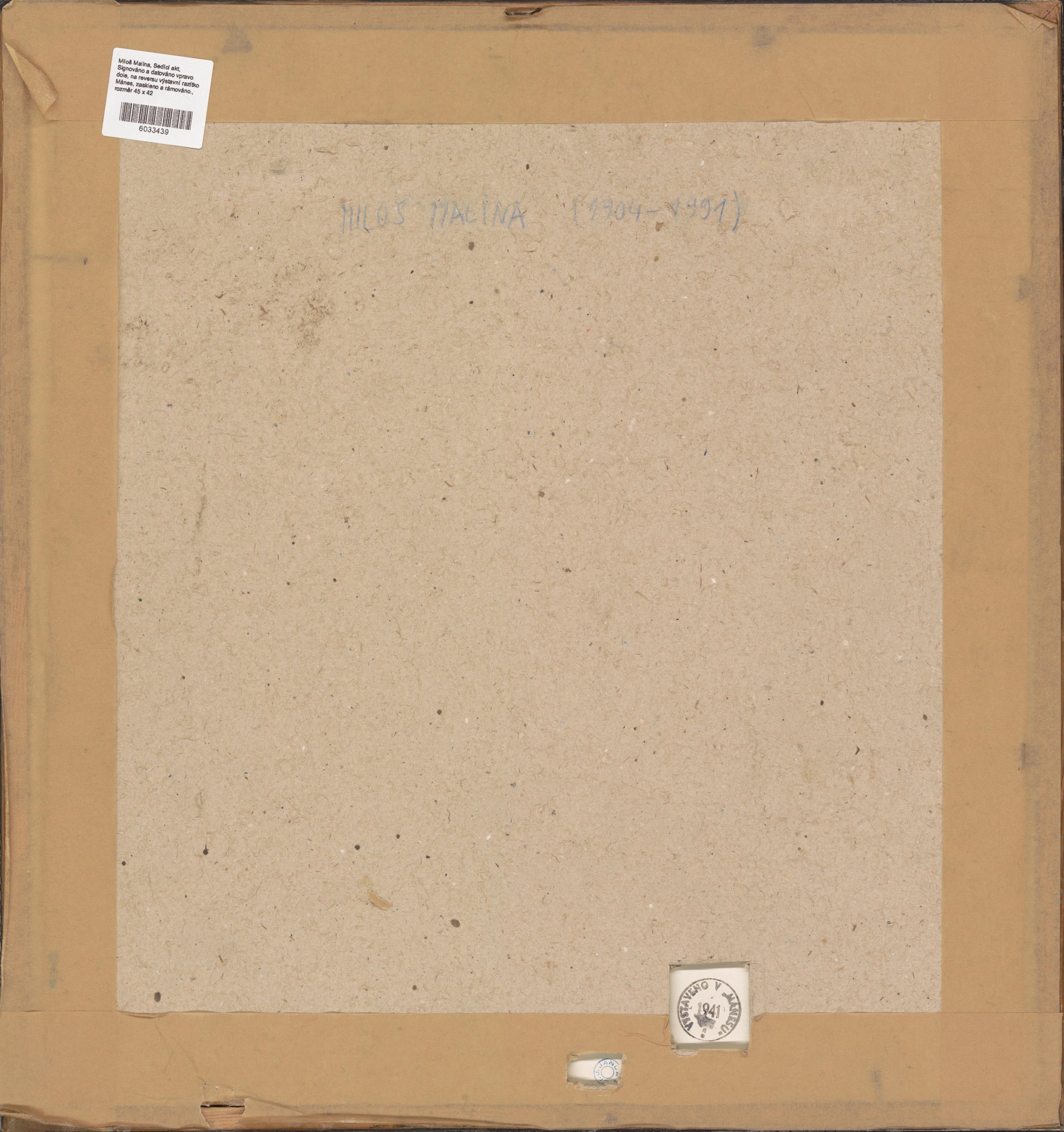 Artwork by Malina Miloš, 195. Sedící akt (vystaveno v Mánesu, Made of drawing