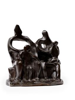 Bronze group with brown patina - P. Deschamp