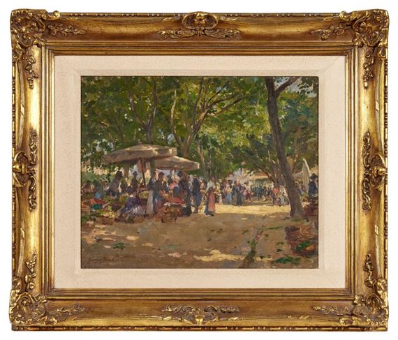 Scène de marché aux beaux jours by Georges Jules Ernest Binet