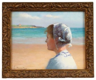 Jeune bretonne en bord de mer - Louis Muraton