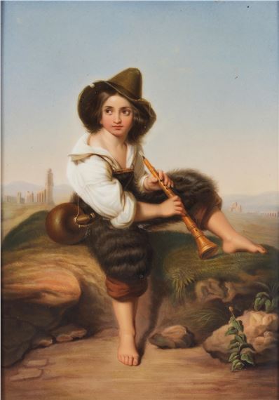 A Berlin (KPM) plaque of a shepherd boy, late 19th century - Leopold Pollak