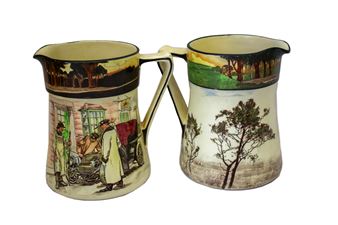A pair of Royal Doulton 'Series Ware' motoring tankards by George Holdcroft, circa 1906 - George Holdcroft