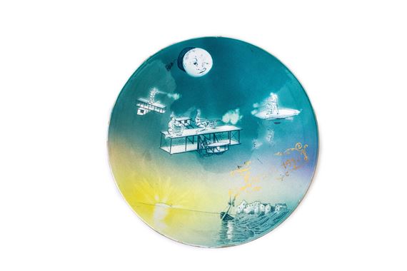 An early, satirical, aviation plate by Gamand Hamage Rouen, circa 1910 - Gamand Hamage Rouen